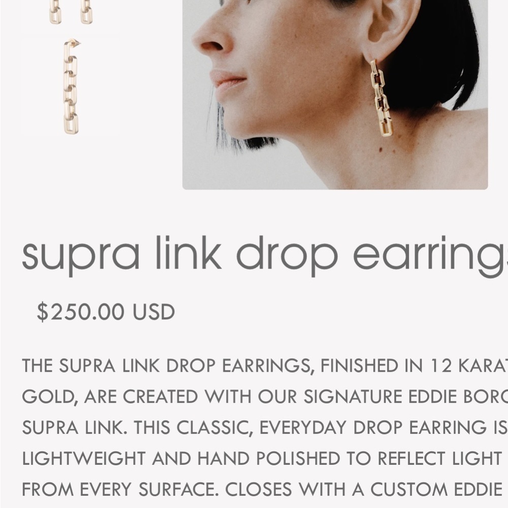 EDDIE BORGO 12kp supra link drop earrings - Picture 5 of 5